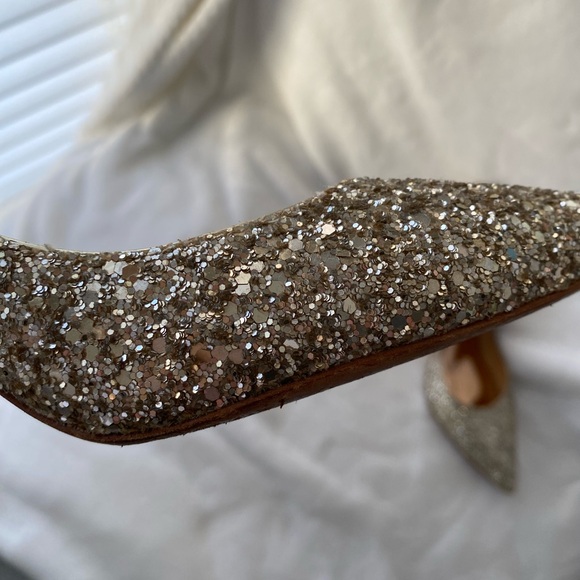 Badgley Mischka Women's Daisy Gold Glitter Heels. Size 9. - Picture 4 of 7